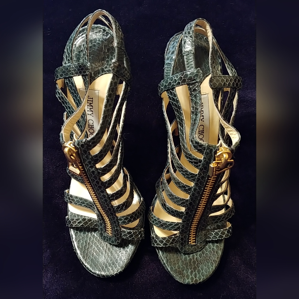 Jimmy Choo Snakeskin Glenys Gladiator Sandal Sz 40